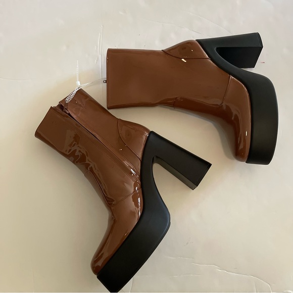 Brown Mid Boots GB Levi-Tate Patent Platform - Picture 3 of 5